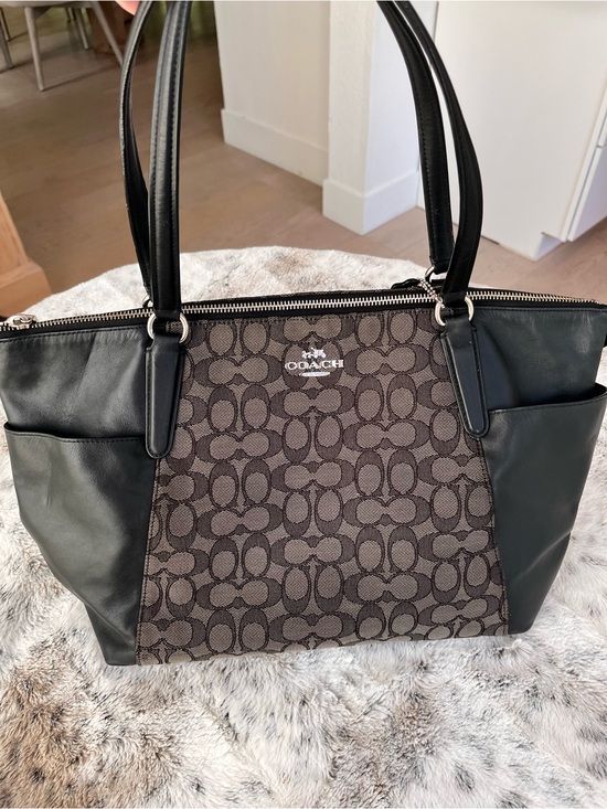 Coach Handbags - Authentic Coach Brown & Black Signature Canvas and leatherTote